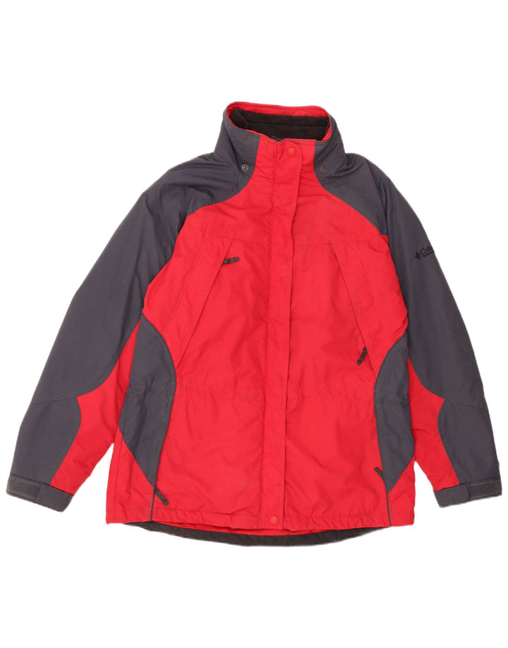 Jaqueta de chuva feminina Columbia UK 16 grande poliéster colorblock azul marinho