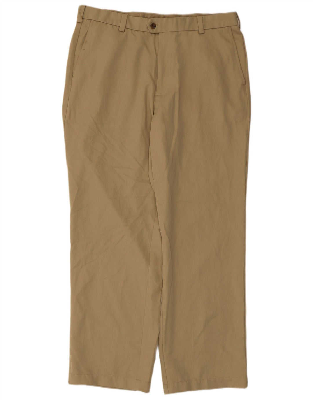 Calças de terno reto de golfe masculino Izod W36 L32 poliéster bege