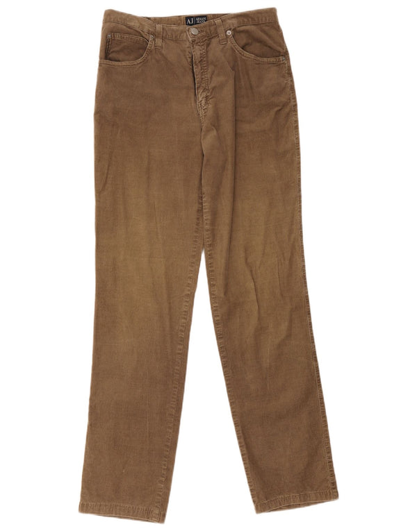 Calça feminina reta de veludo Armani W32 L30 algodão bege