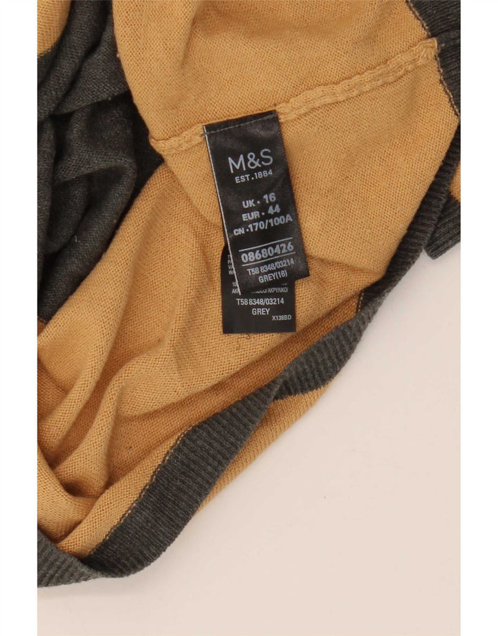 Suéter feminino Marks & Spencer com gola redonda e listrado cinza grande UK 16