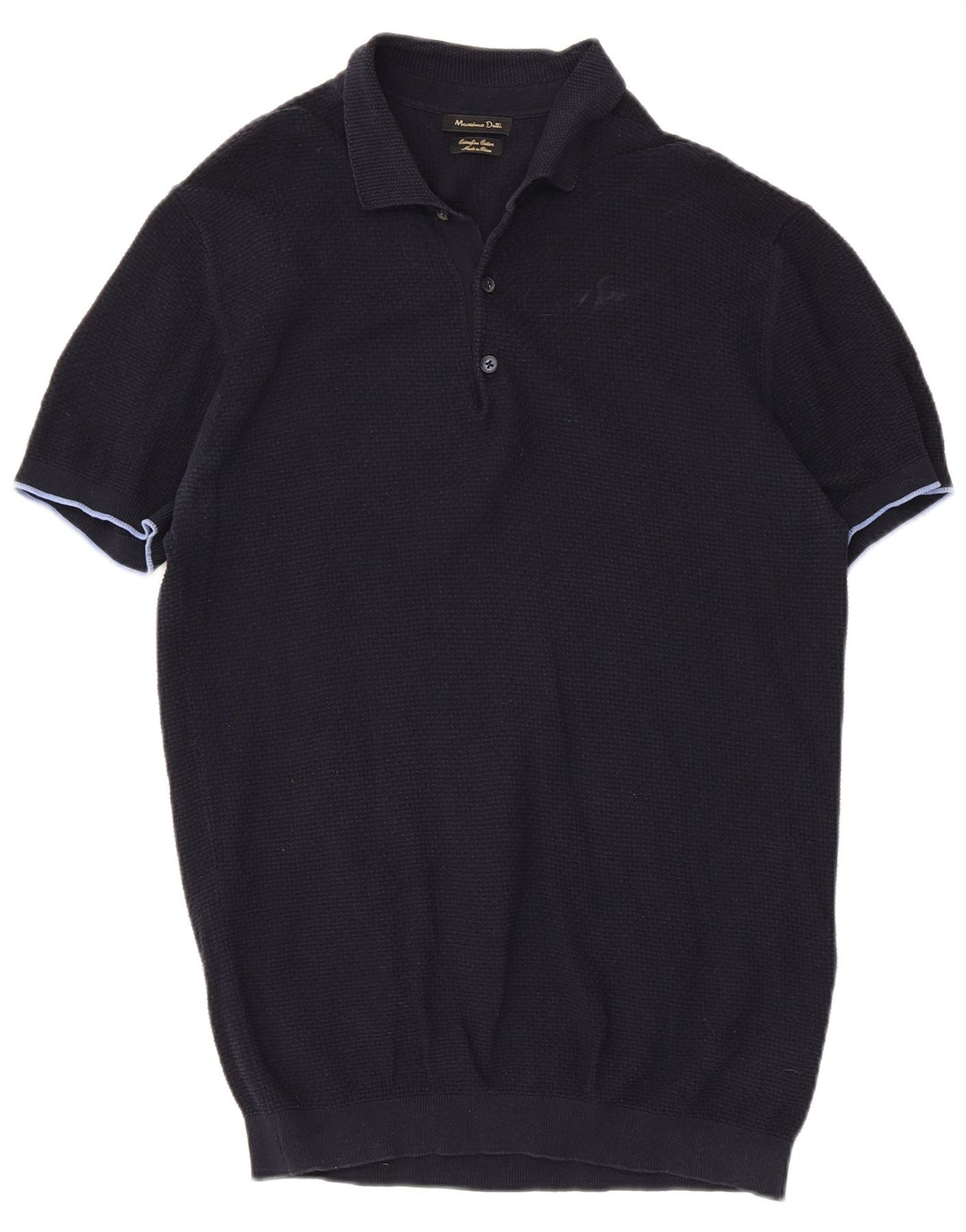 Camisa polo masculina Massimo Dutti grande algodão azul marinho