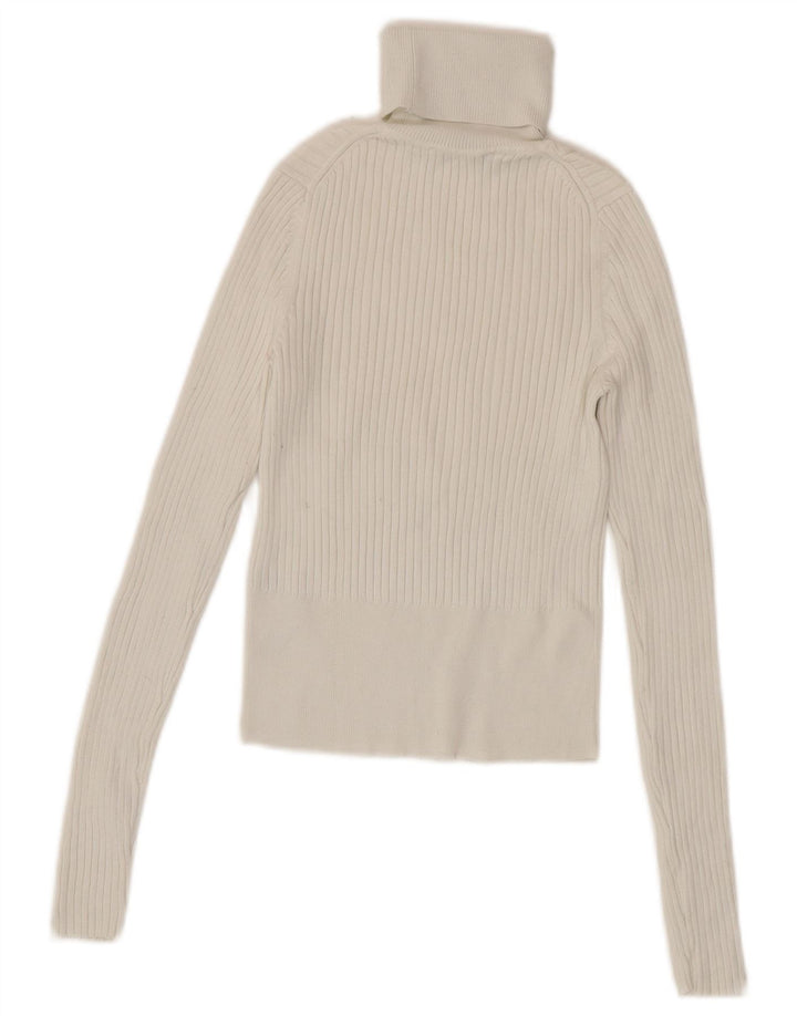 Zara Suéter feminino cropped com gola redonda Reino Unido 8 pequeno viscose branca