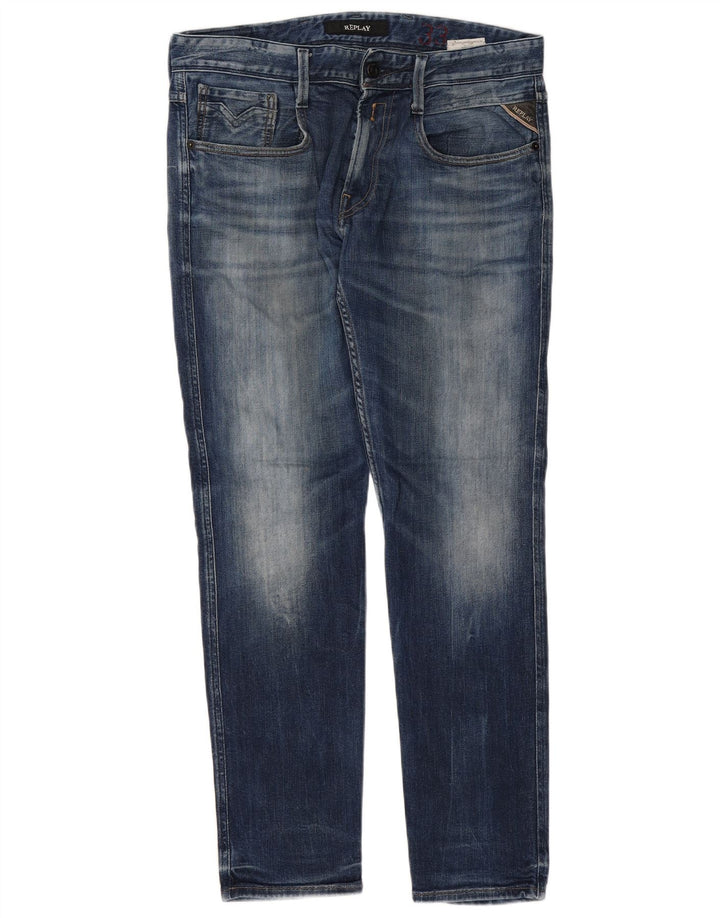 Replay Jeans Slim Masculino W33 L32 Azul Algodão