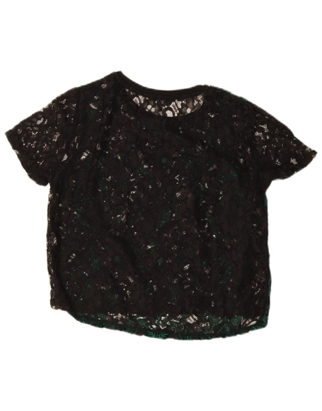 Blusa feminina Zara Top UK 14 Paisley verde médio