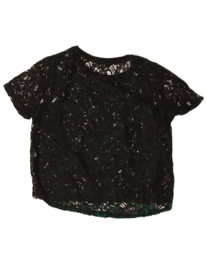 Blusa feminina Zara Top UK 14 Paisley verde médio
