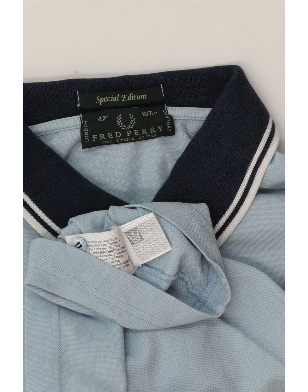 Camisa polo masculina de rugby Fred Perry algodão listrado azul médio