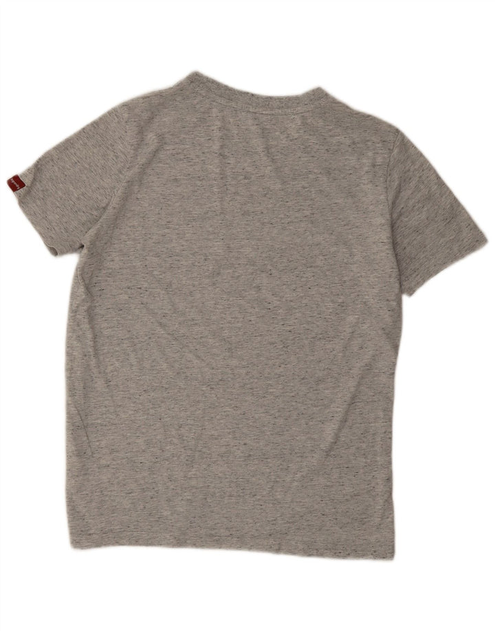 Camiseta feminina Superdry com estampa oversized UK 10 pequena cinza manchada