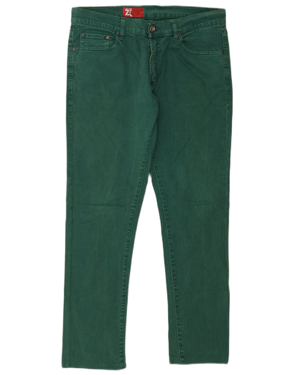 Zara Mens Jeans Slim EU 46 XL W36 L30 Algodão Verde