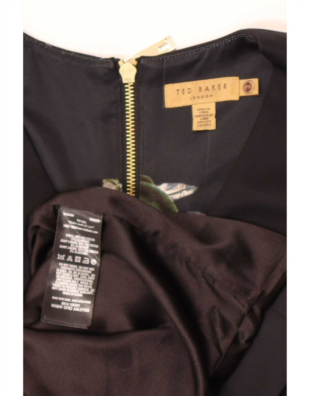 Vestido bodycon feminino sem mangas Ted Baker tamanho 3 poliéster preto médio