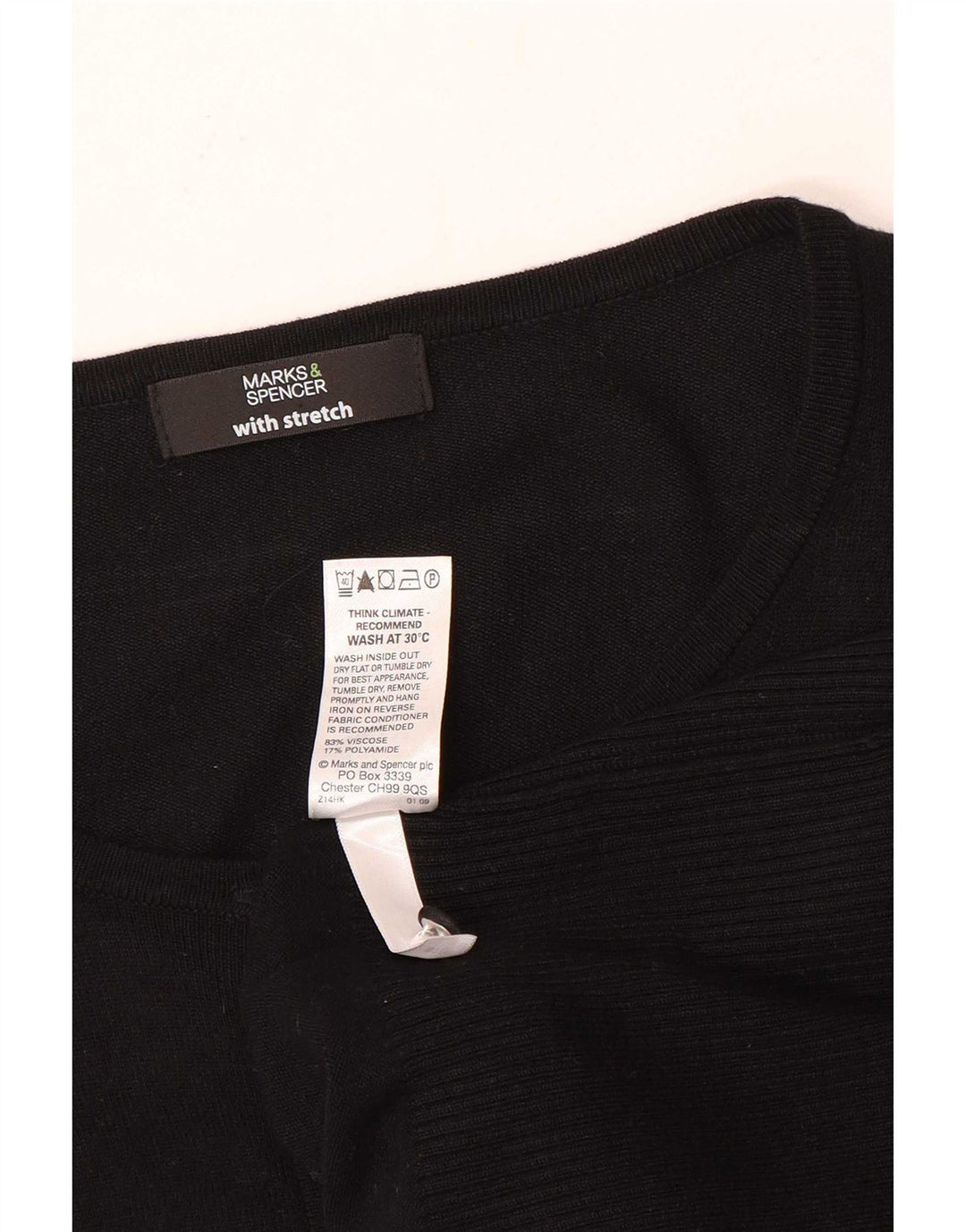 Suéter cardigã feminino Marks & Spencer Reino Unido 16 grande viscose preta