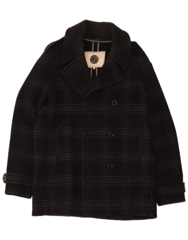 Casaco masculino Pretty Green Pea UK 40 grande lã xadrez preta