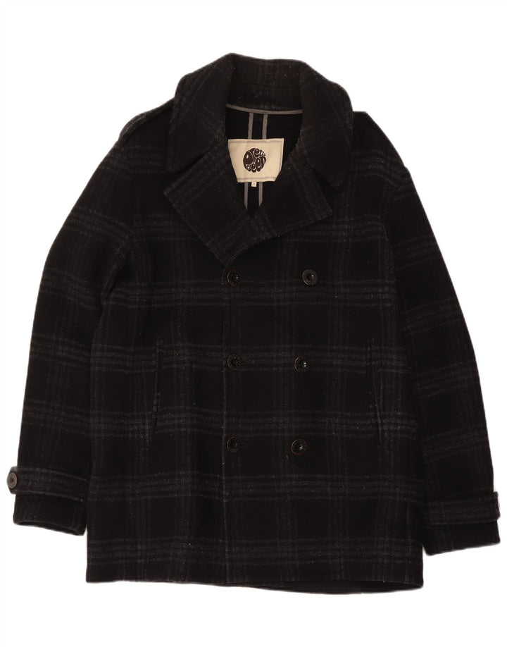 Casaco masculino Pretty Green Pea UK 40 grande lã xadrez preta
