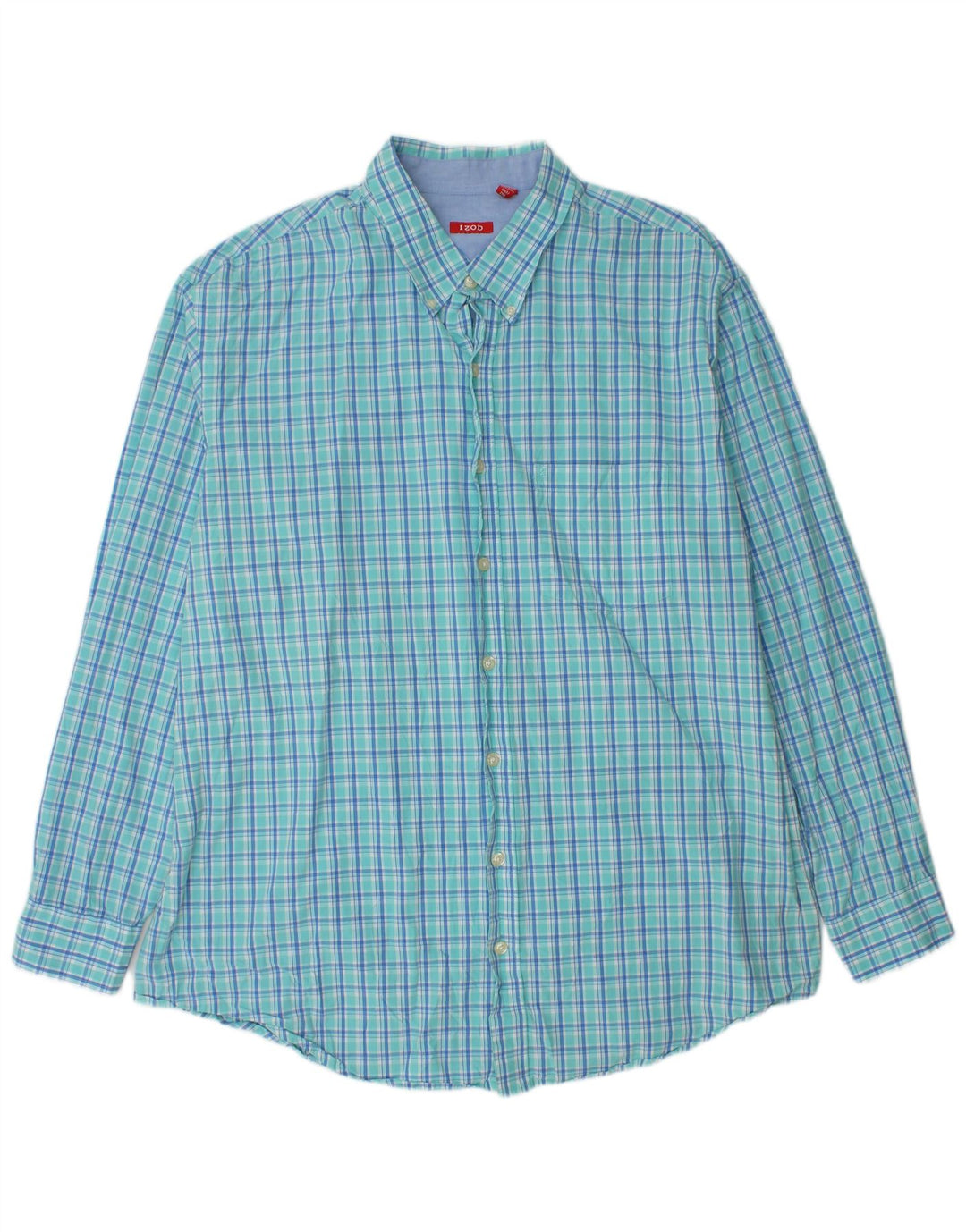 Camisa alta masculina IZOD 2XL algodão xadrez azul