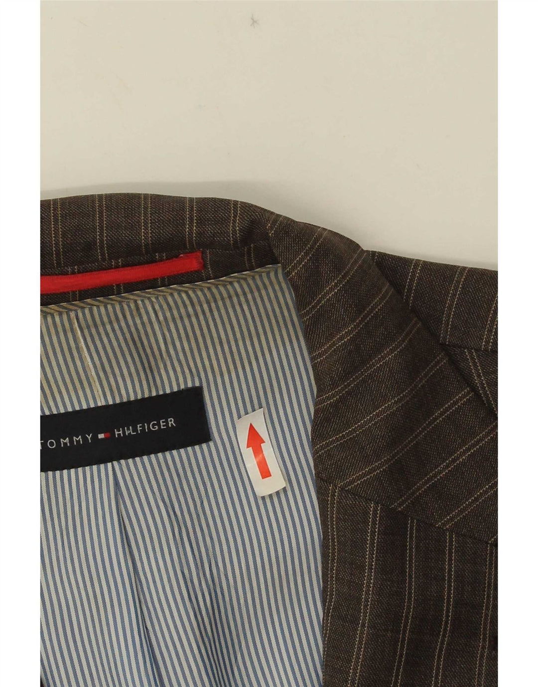 Jaqueta Blazer Masculina Tommy Hilfiger com 2 Botões IT 52 XL Viscose Listrada Marrom