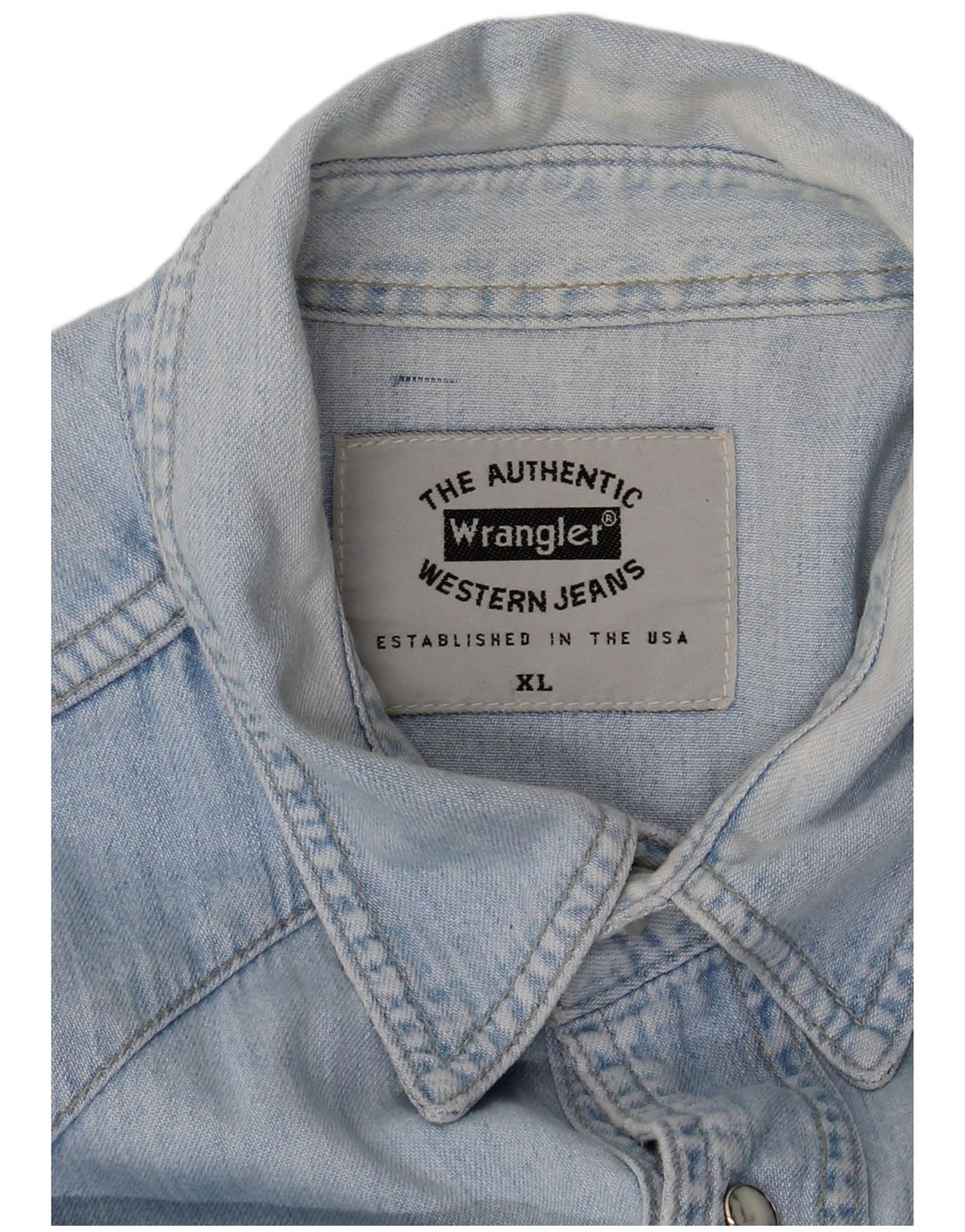 Camisa jeans masculina Wrangler XL azul algodão