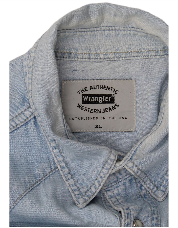 Camisa jeans masculina Wrangler XL azul algodão