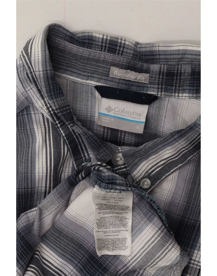 Camisa masculina Columbia de manga curta regular fit grande algodão xadrez azul
