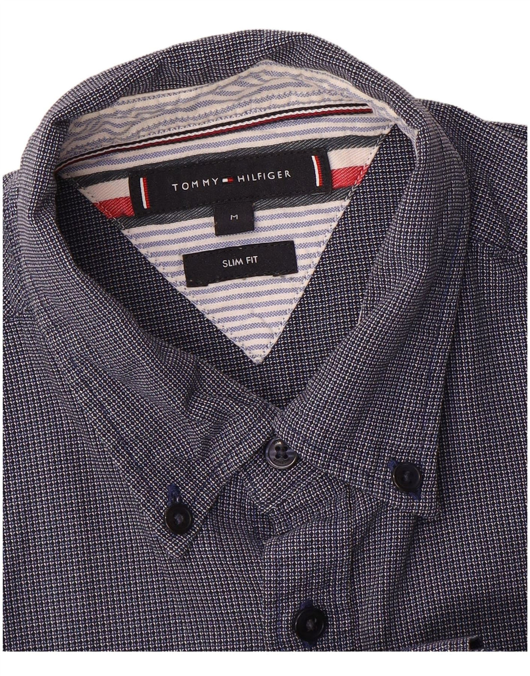 Camisa masculina Tommy Hilfiger Slim Fit média xadrez azul marinho