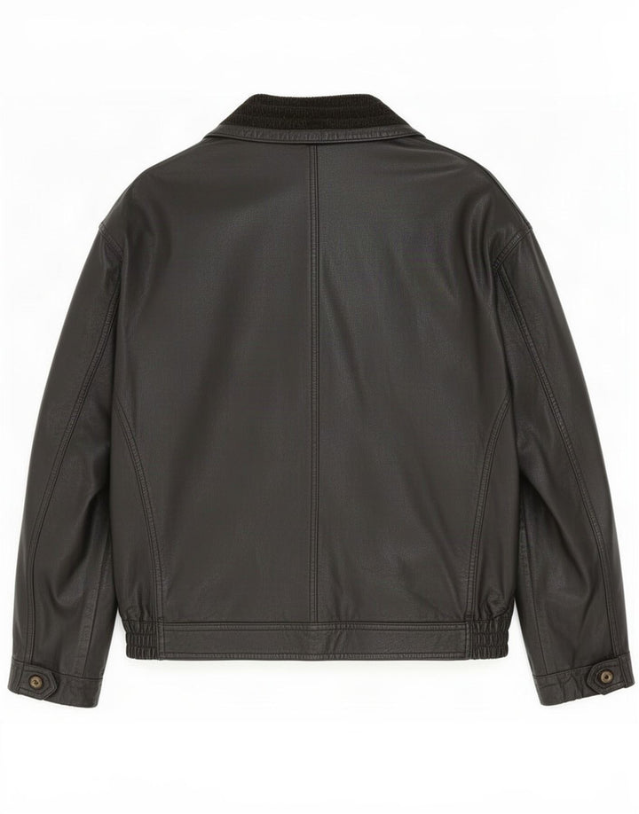 Jaqueta de couro masculina vintage UK 42 XL preta