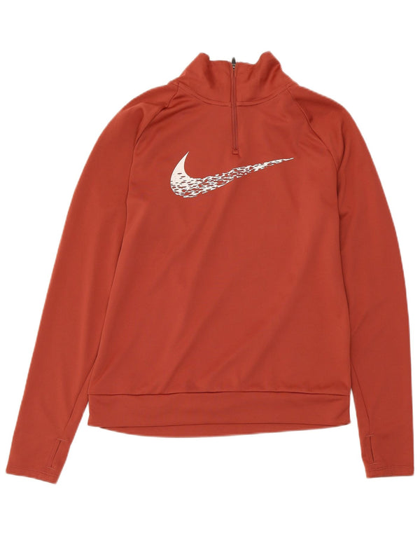 NIKE Masculino Dri Fit Graphic Zip Neck Pullover Treino Top XS Marrom