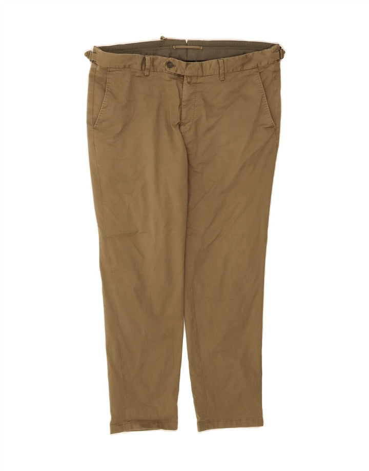 MASSIMO DUTTI Mens Slim Suit Trousers EU 48 XL W38 L28 Beige Cotton Vintage Massimo Dutti and Second-Hand Massimo Dutti from Messina Hembry 