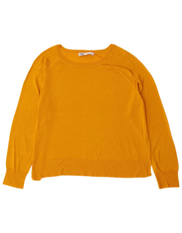 Zara Suéter feminino com gola canoa e gola redonda Reino Unido 16 grande amarelo