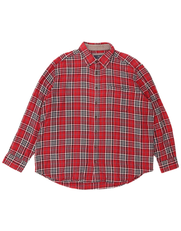 CANDA Mens Flannel Shirt Size 45/46 2XL Red Check Cotton