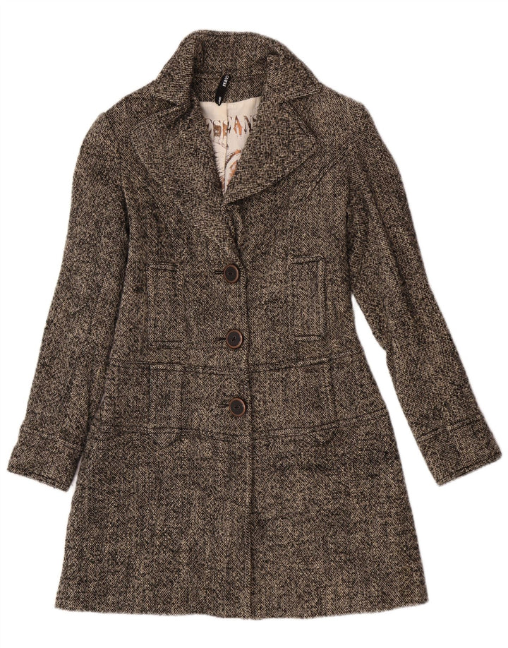 Sobretudo feminino Guess UK 12 lã manchada cinza médio