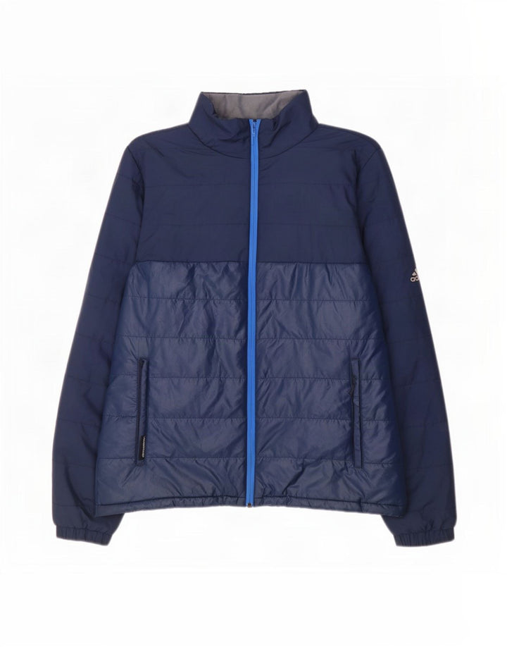 Jaqueta acolchoada masculina Adidas UK 40 grande poliéster azul marinho