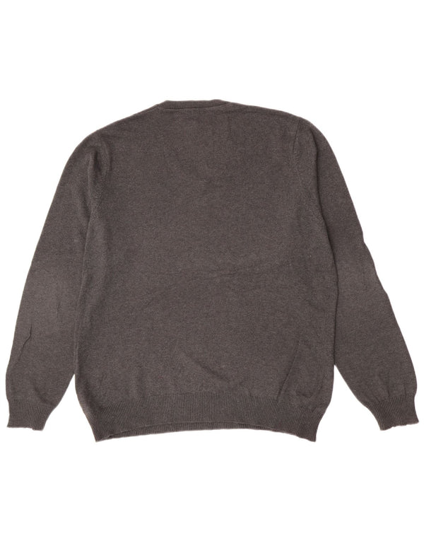 Suéter masculino Marks & Spencer com ajuste regular e decote em V cinza médio manchado