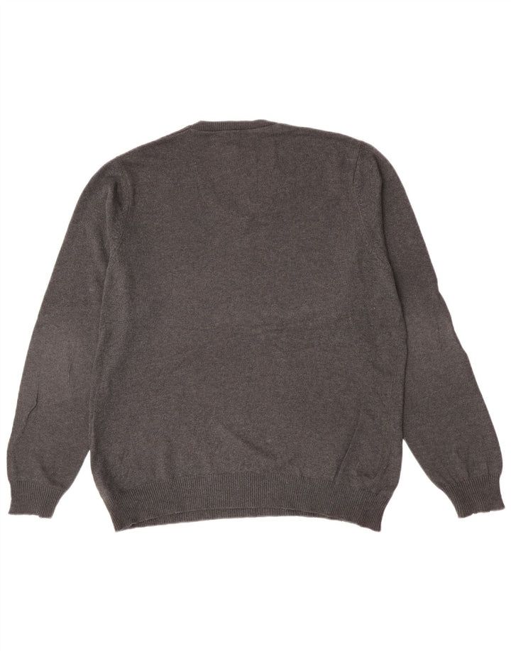 Suéter masculino Marks & Spencer com ajuste regular e decote em V cinza médio manchado