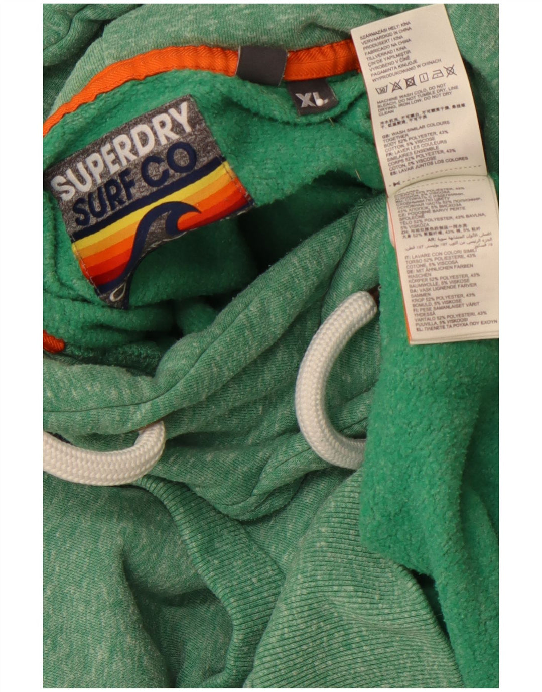 SUPERDRY moletom com capuz masculino XL poliéster manchado verde