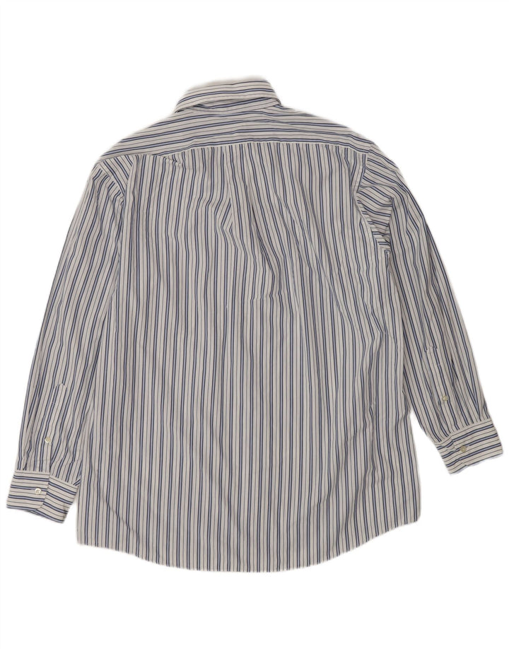 Camisa masculina Chaps Classic Fit tamanho 16 grande algodão listrado branco