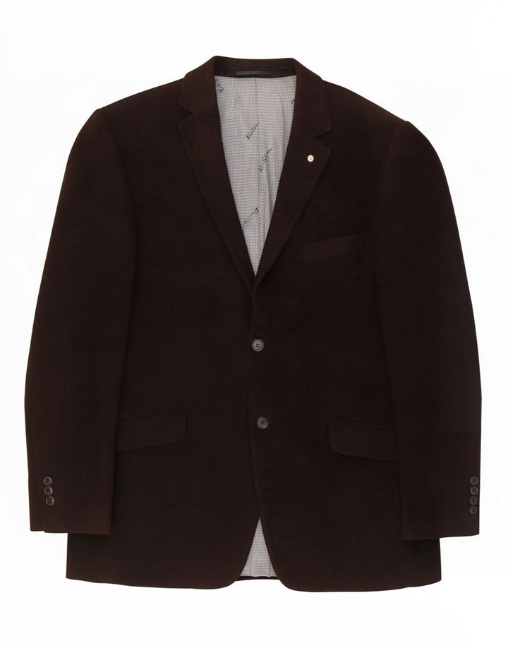 Jaqueta blazer masculina de 2 botões Ben Sherman Reino Unido 42 XL algodão marrom