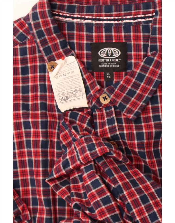 Animal Mens Camisa Manga Curta XL Vermelho Xadrez Algodão