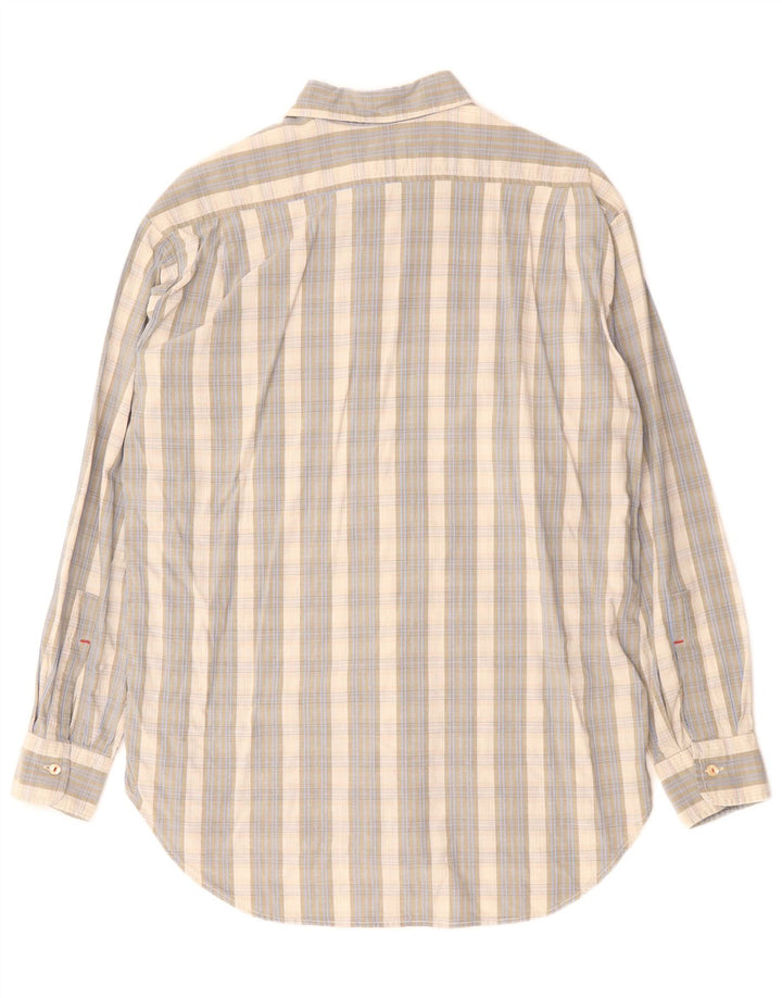 Camisa masculina REPLAY grande algodão xadrez cinza