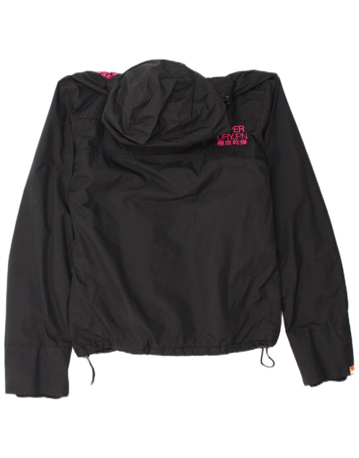 Jaqueta corta-vento feminina Superdry com capuz UK 14 grande nylon preto