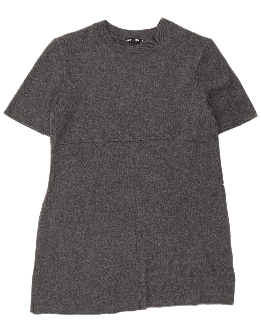 Vestido jumper feminino Zara de mangas curtas Reino Unido 10 pequeno poliéster cinza
