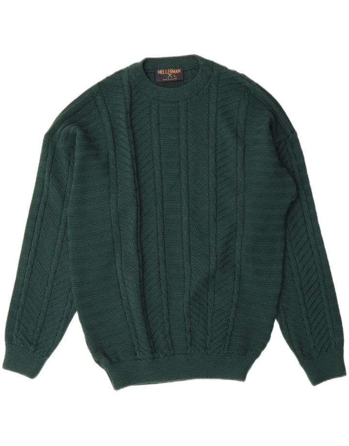 Suéter masculino KELLERMAN com gola redonda, grande lã verde
