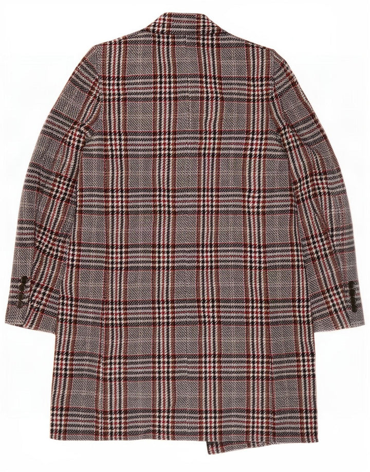 Sobretudo oversized feminino Zara UK 10 pequeno cinza xadrez viscose