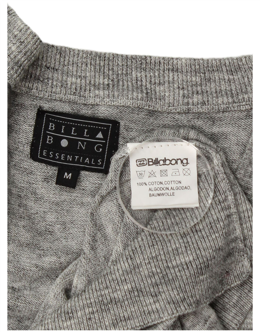 Suéter cardigã masculino Billabong algodão manchado cinza médio