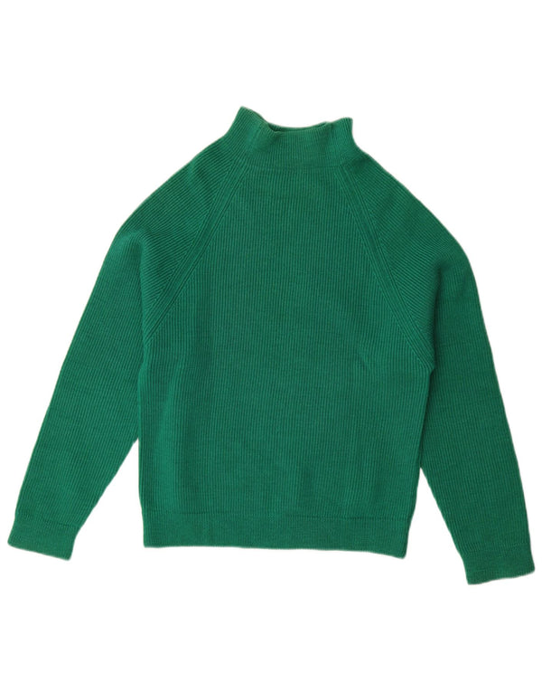 Suéter feminino vintage com gola tartaruga Reino Unido 14 verde médio