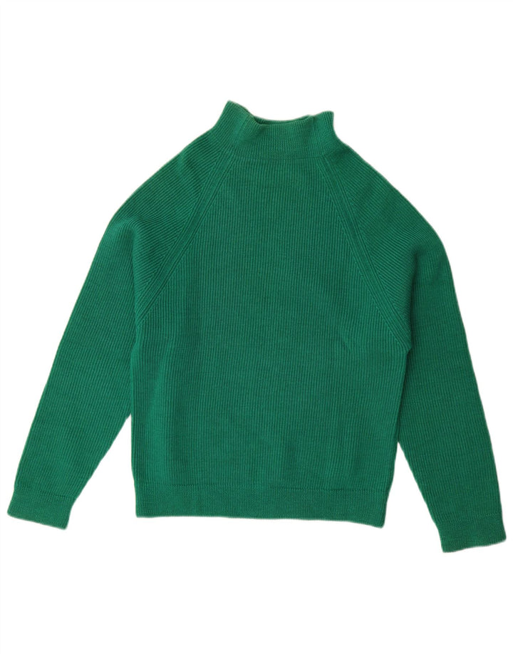 Suéter feminino vintage com gola tartaruga Reino Unido 14 verde médio