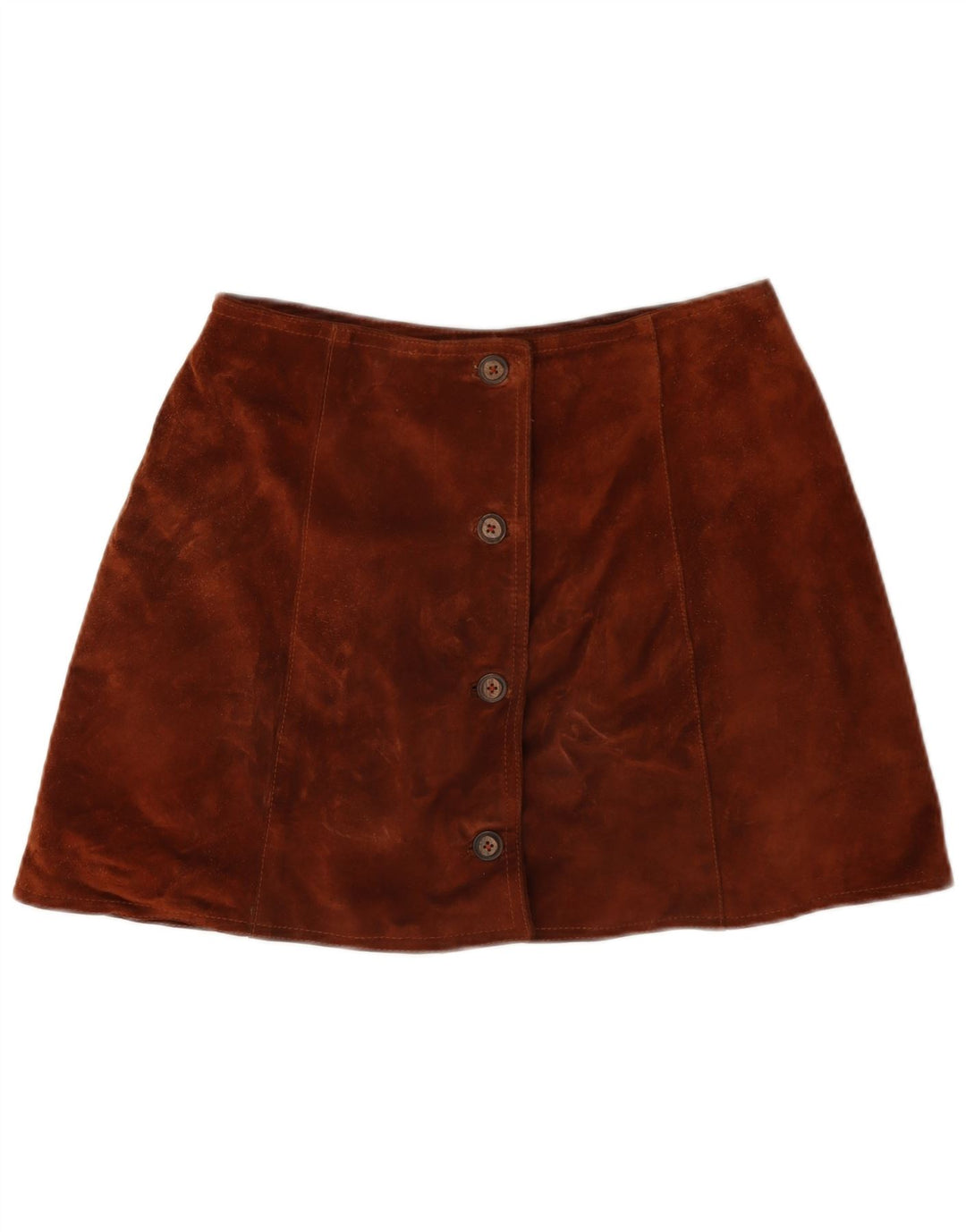 Minissaia feminina vintage de camurça W28 marrom médio