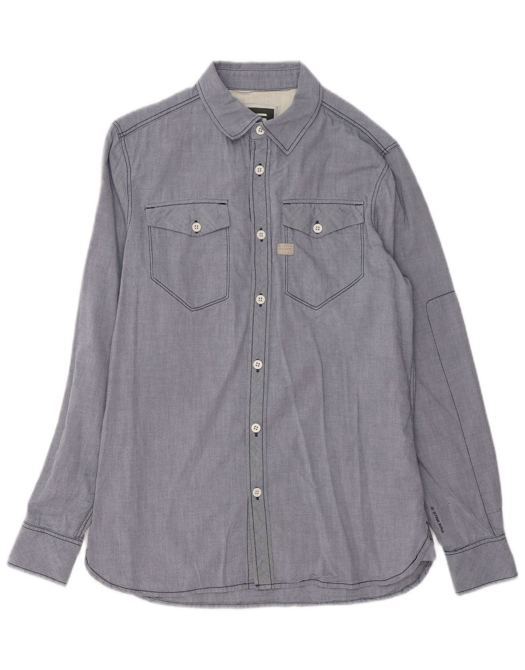 Camisa masculina G-STAR de algodão azul médio