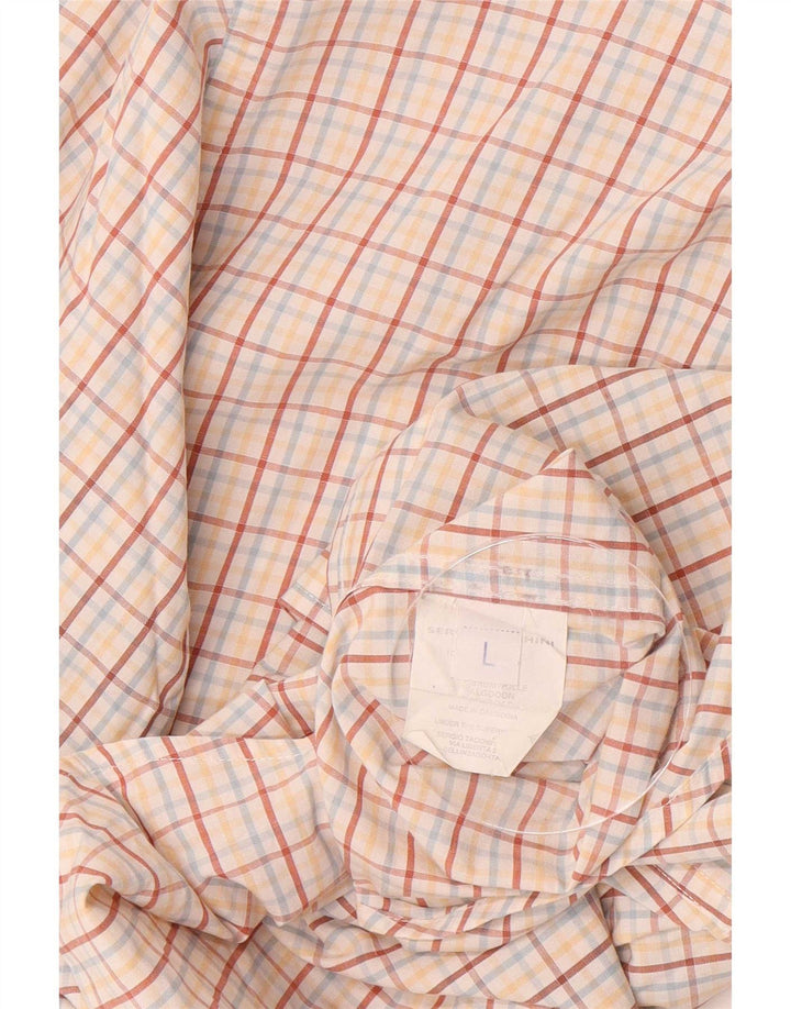 Camisa masculina Sergio Tacchini grande algodão xadrez multicolorido
