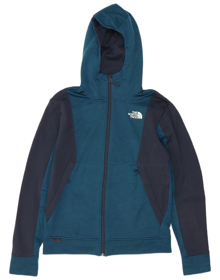 Suéter masculino com capuz e zíper The North Face pequeno azul colorblock poliéster
