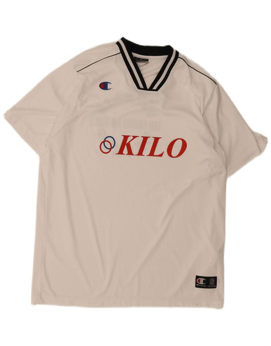 Camiseta masculina gráfica Champion pequena branca