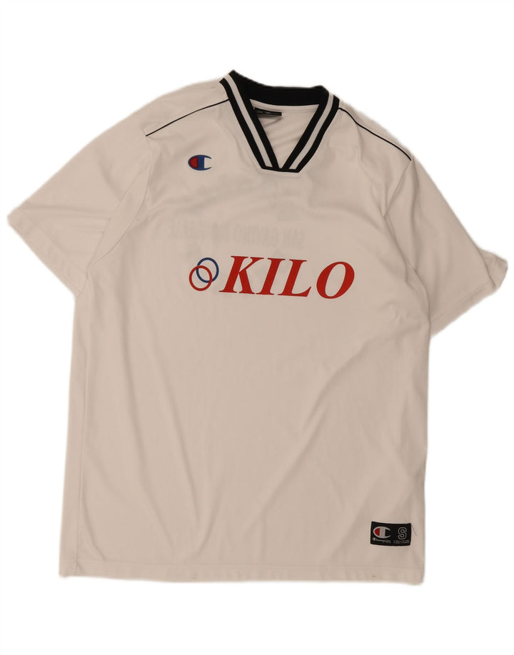 Camiseta masculina gráfica Champion pequena branca