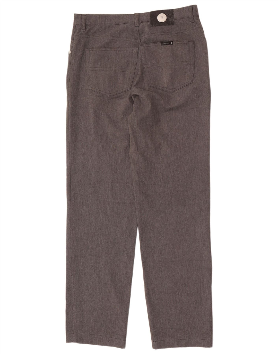Trussardi Calça masculina reta casual W35 L32 poliéster cinza